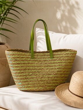 Large Sequin Straw Bag